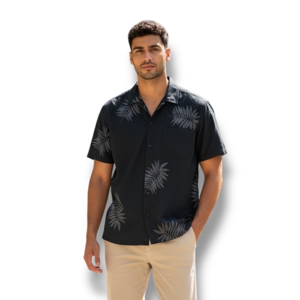 AG Adriano Goldschmied Shirt Mens Size Medium M Navy Button Down Leaf Print‎